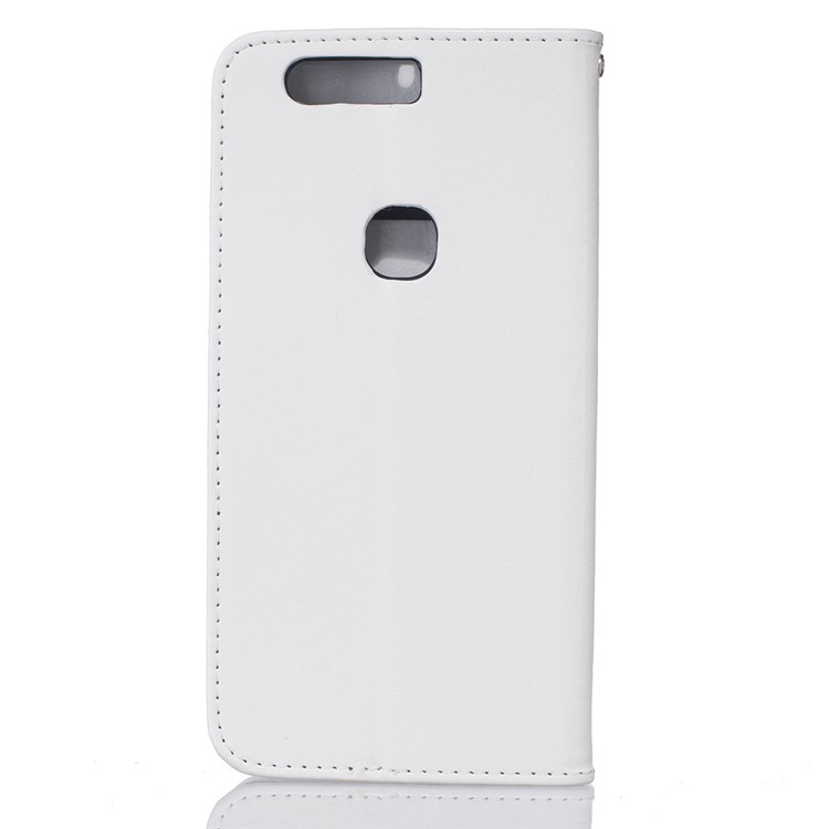 Flip Stand Leather Wallet Shell Cover for Huawei Honor 8 - White-2