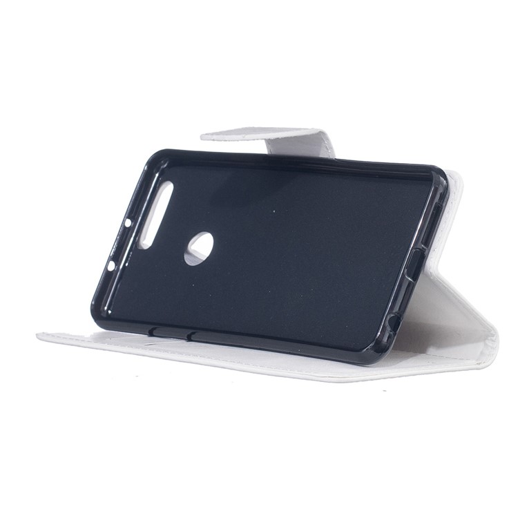 Flip Stand Leather Wallet Shell Cover for Huawei Honor 8 - White-3