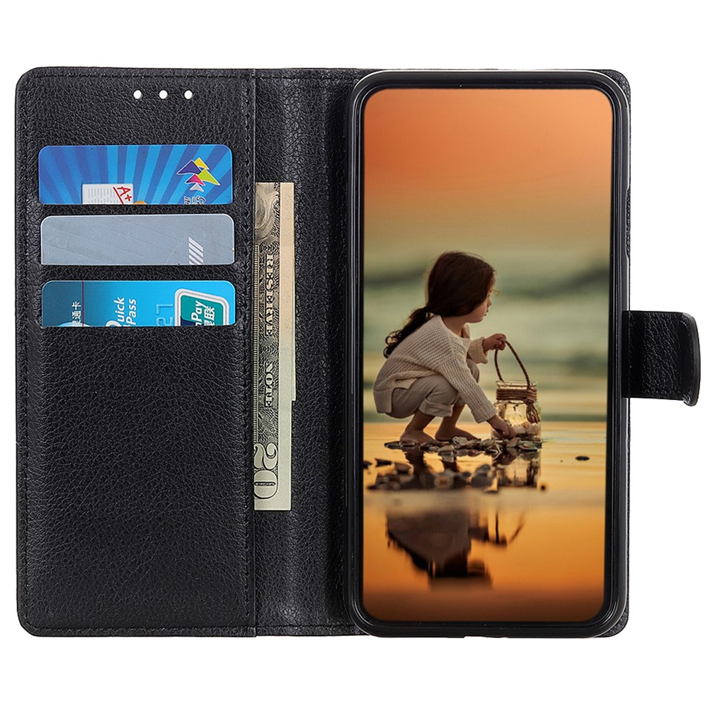 Classic Style Litchi Texture Drop-proof PU Leather Phone Case Stand Wallet Cover for Honor 60 Pro - Black-5
