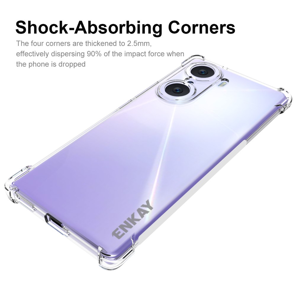 ENKAY Enhanced Four Corner Anti-slip Edge Crystal Clear Soft TPU Cover Phone Case for Honor 60-2