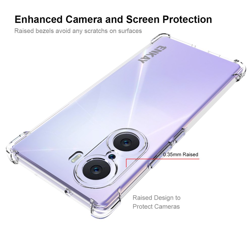 ENKAY Enhanced Four Corner Anti-slip Edge Crystal Clear Soft TPU Cover Phone Case for Honor 60-3
