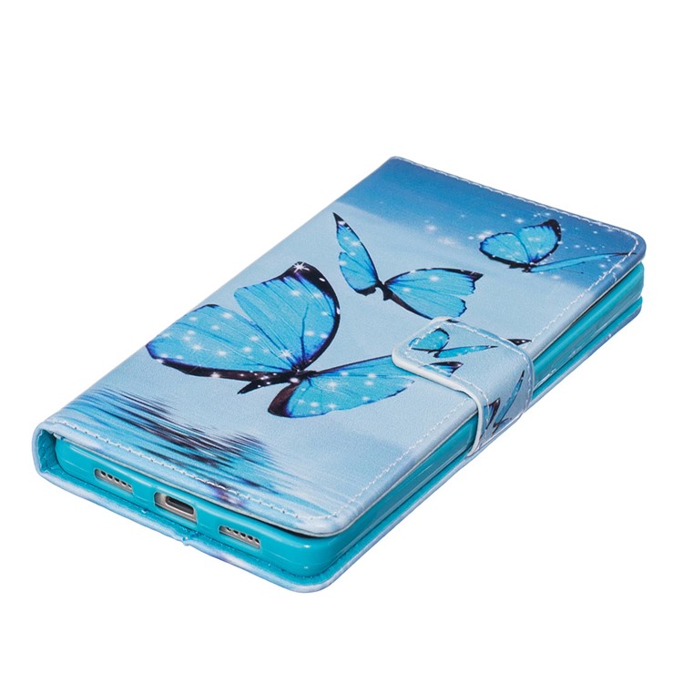 Embossed Wallet Stand Leather Folio Case for Huawei Ascend P8 Lite - Blue Butterfly-5
