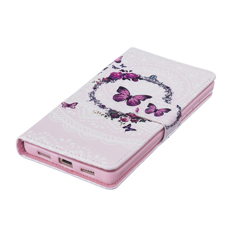 Embossed Flip PU Leather Wallet Stand Shell for Huawei Ascend P8 Lite - Flowers and Butterflies-5