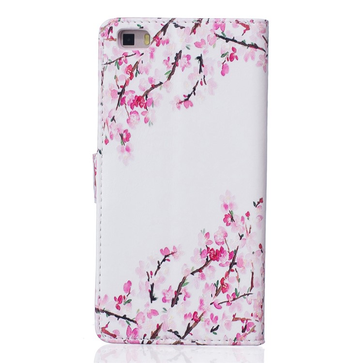 Diary Style Embossed Wallet Stand Leather Shell for Huawei Ascend P8 Lite - Cherry Blossoms-3
