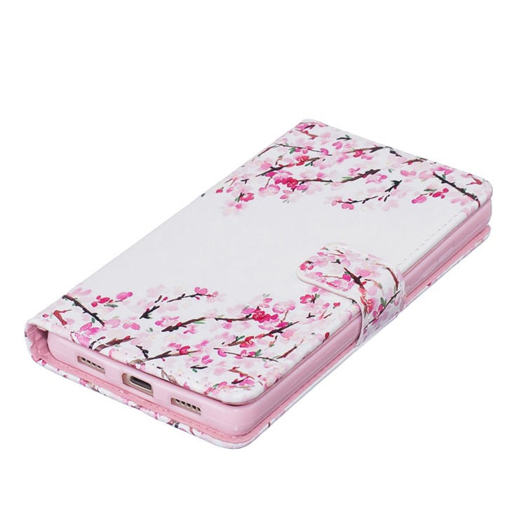 Diary Style Embossed Wallet Stand Leather Shell for Huawei Ascend P8 Lite - Cherry Blossoms-5