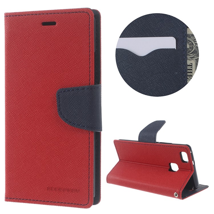 MERCURY GOOSPERY Fancy Diary Leather Cover for Huawei P9 Lite / G9 Lite - Red-1