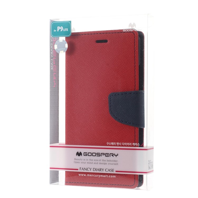 MERCURY GOOSPERY Fancy Diary Leather Cover for Huawei P9 Lite / G9 Lite - Red-8