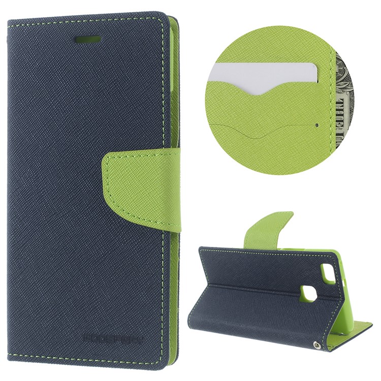 MERCURY GOOSPERY for Huawei P9 Lite / G9 Lite Fancy Diary Leather Shell - Dark Blue-1