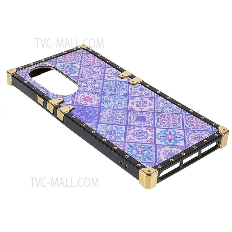 Mobile Phone Shell Bag TPU Phone Case Anti-scratch Ethnic Pattern Printing Electroplating Buckles Cover for Honor 50 Pro - Blue and White Porcelain-4