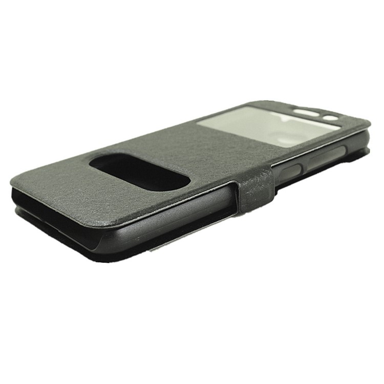 Silk Texture Dual Window Leather Case for Huawei Y5II / Y5 II - Black-8