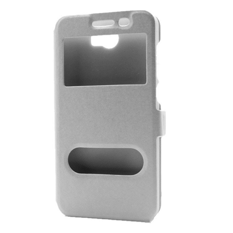 Silk Texture Dual Window Leather Cover for Huawei Y5II / Y5 II - White-2
