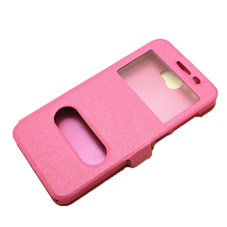 Silk Texture Dual Window Leather Shell for Huawei Y5II / Y5 II - Rose-6