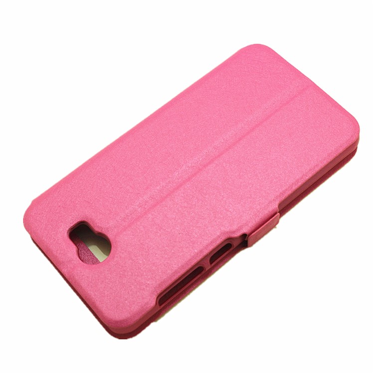 Silk Texture Dual Window Leather Shell for Huawei Y5II / Y5 II - Rose-7