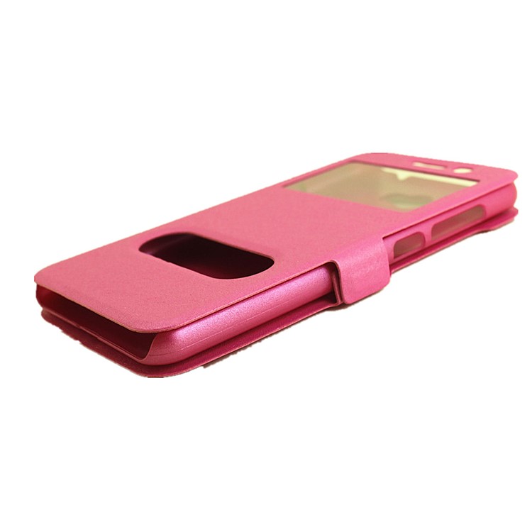 Silk Texture Dual Window Leather Shell for Huawei Y5II / Y5 II - Rose-8
