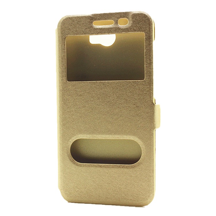 Silk Texture Leather Stand Case for Huawei Y5II / Y5 II - Gold-2