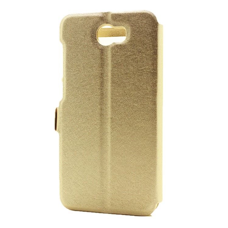 Silk Texture Leather Stand Case for Huawei Y5II / Y5 II - Gold-3