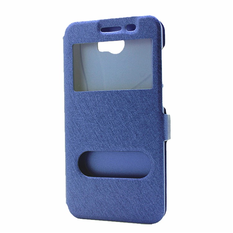 Silk Texture Stand Flip Leather Cover for Huawei Y5II / Y5 II - Blue-2