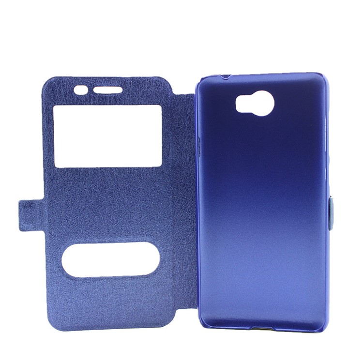 Silk Texture Stand Flip Leather Cover for Huawei Y5II / Y5 II - Blue-4