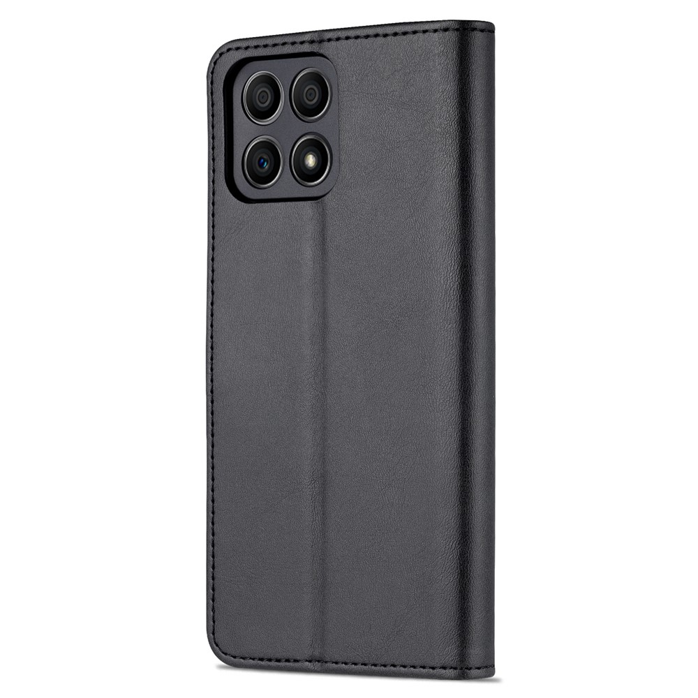 AZNS PU Leather Wallet Stand Anti-fall Shockproof Protective Phone Case Cover for Honor X30i - Black-3