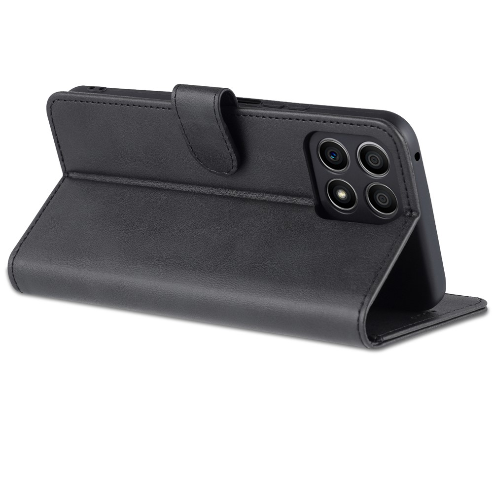 AZNS PU Leather Wallet Stand Anti-fall Shockproof Protective Phone Case Cover for Honor X30i - Black-5