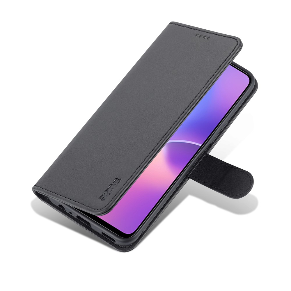 AZNS PU Leather Wallet Stand Anti-fall Shockproof Protective Phone Case Cover for Honor X30i - Black-7