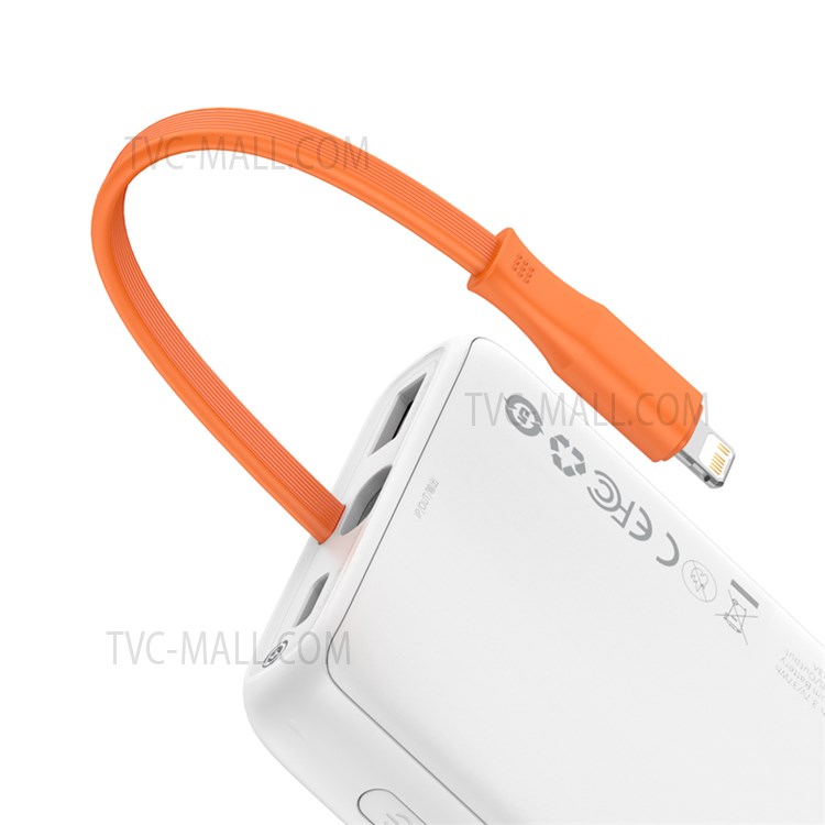 BASEUS Display Screen Power Bank 10000mAh 20W Fast Charging Portable Charger with iP Charging Cable - White-3