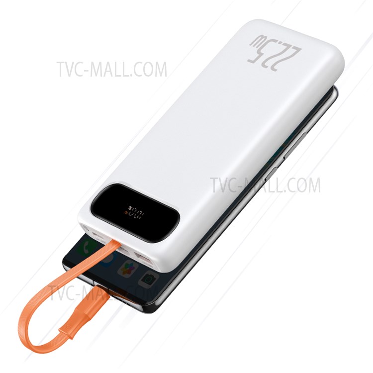 BASEUS 10000mAh 22.5W Display Screen Power Bank Fast Charging Portable Charger with Type C Charging Cable - White-8