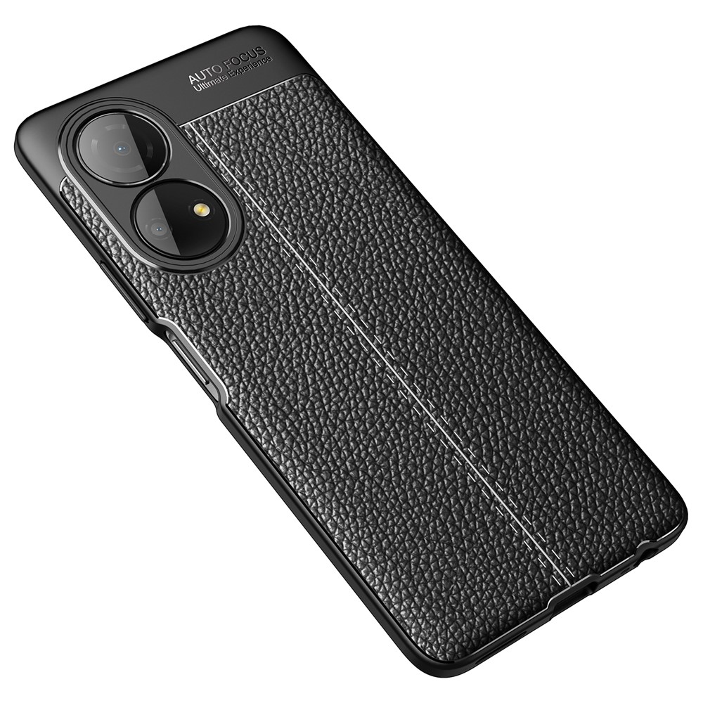 Soft TPU Litchi Texture Anti-Slip Grip Scratch Resistant Protective Phone Case for Honor Play 30 Plus - Black-2