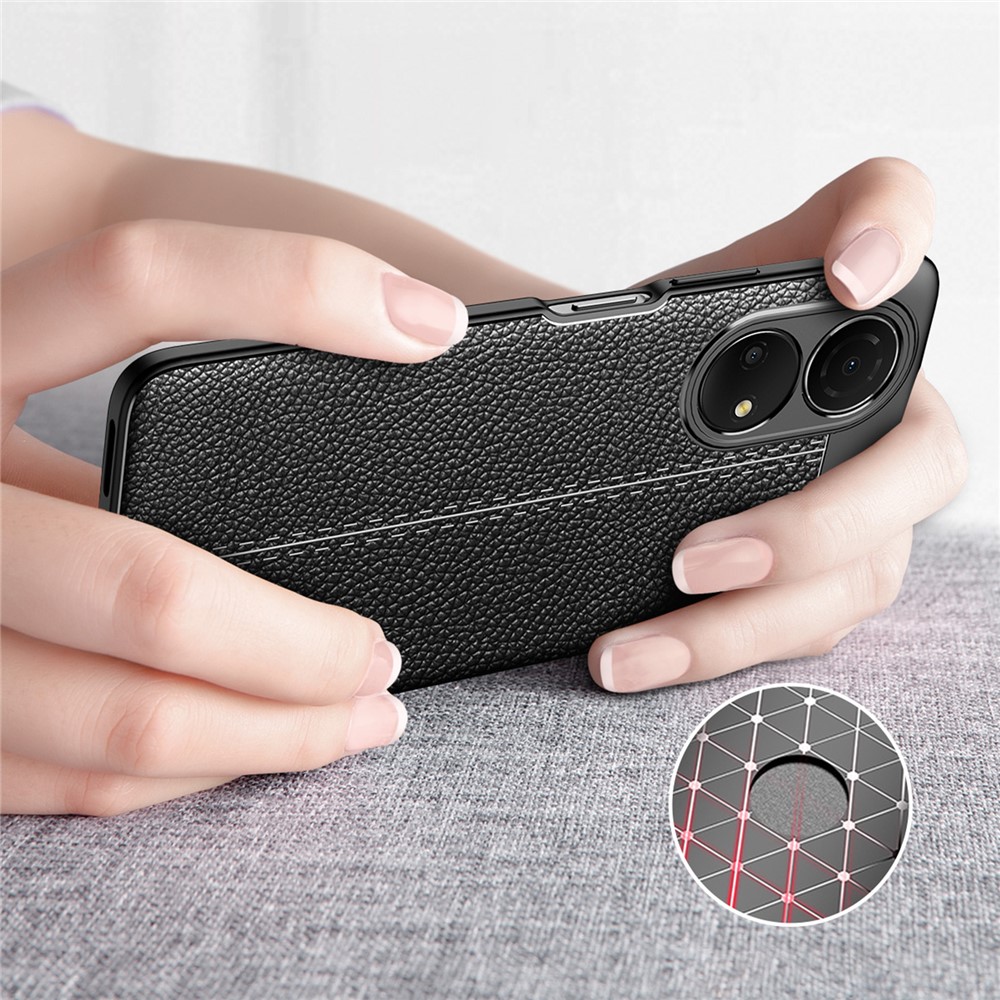 Soft TPU Litchi Texture Anti-Slip Grip Scratch Resistant Protective Phone Case for Honor Play 30 Plus - Black-7