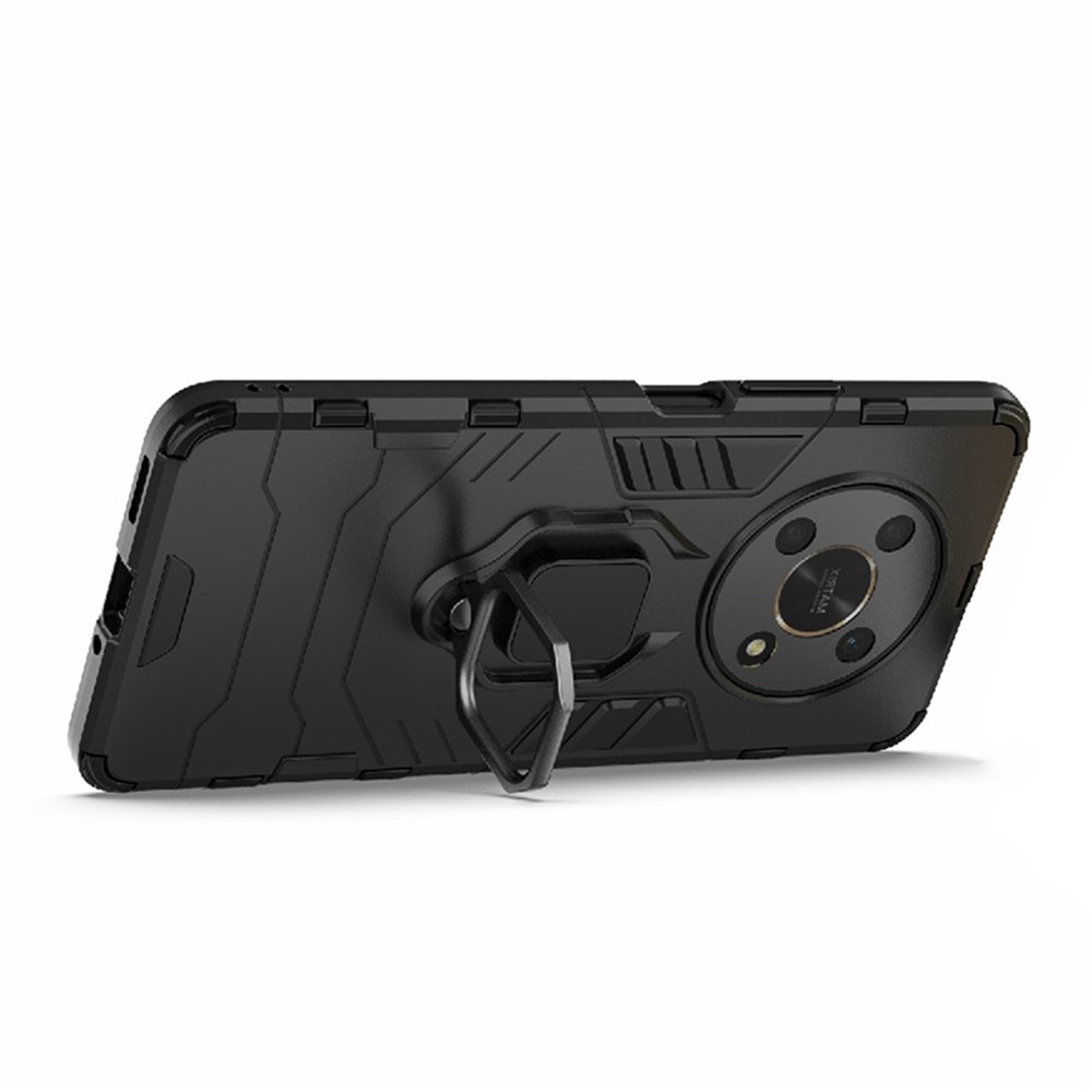 Multifunction Ring Kickstand Anti-Scratch Hard PC Soft TPU Shock-Absorbing Phone Case for Honor X30 - Black-3
