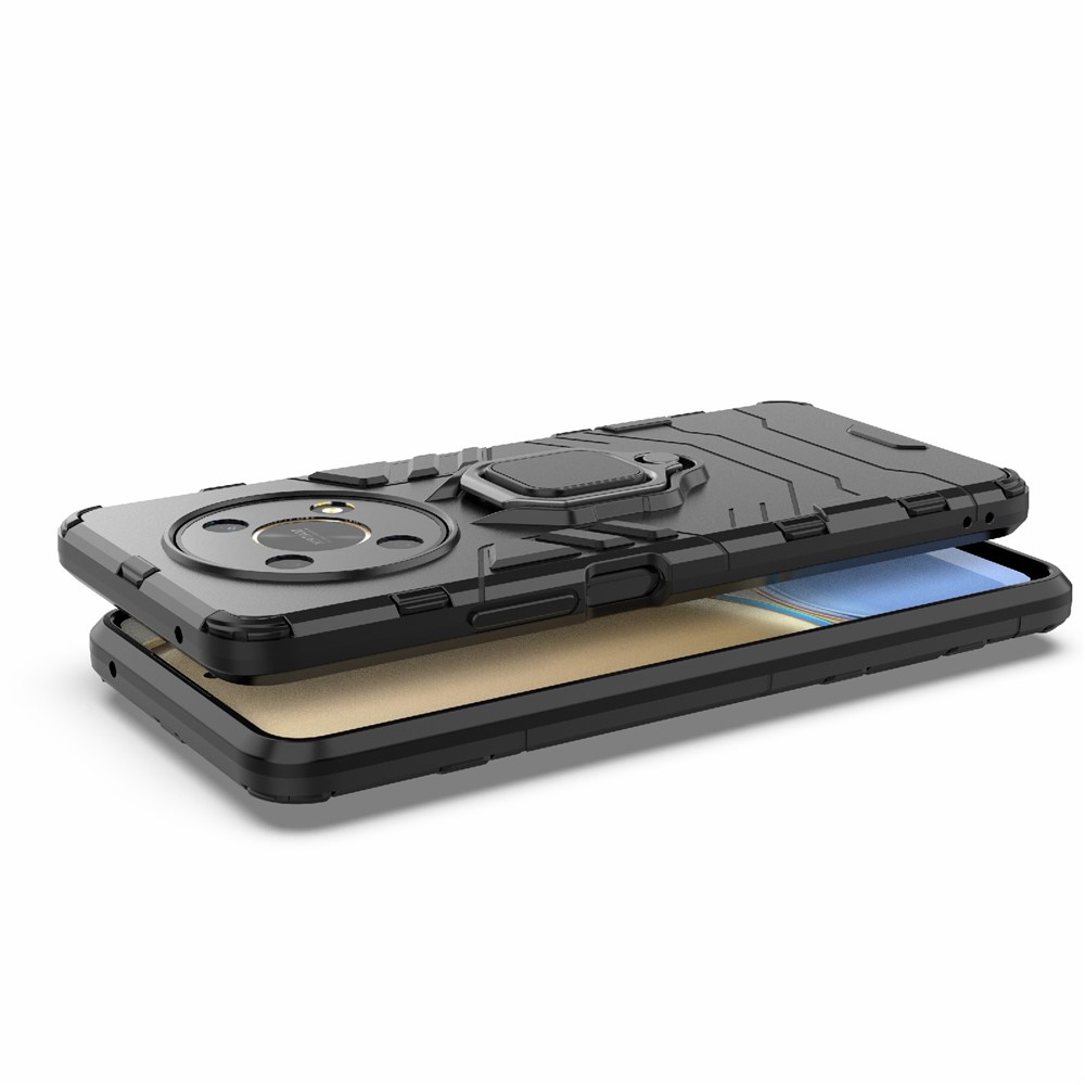 Multifunction Ring Kickstand Anti-Scratch Hard PC Soft TPU Shock-Absorbing Phone Case for Honor X30 - Black-6