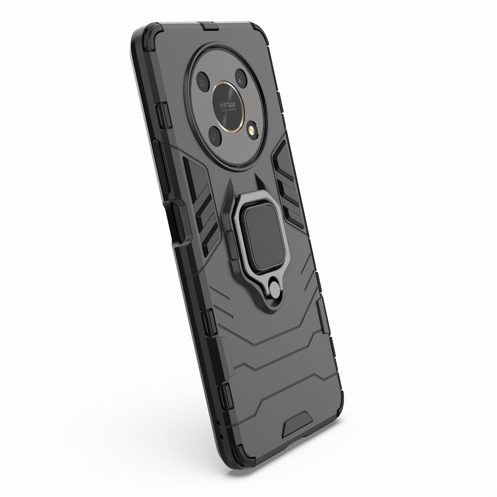 Multifunction Ring Kickstand Anti-Scratch Hard PC Soft TPU Shock-Absorbing Phone Case for Honor X30 - Black-7