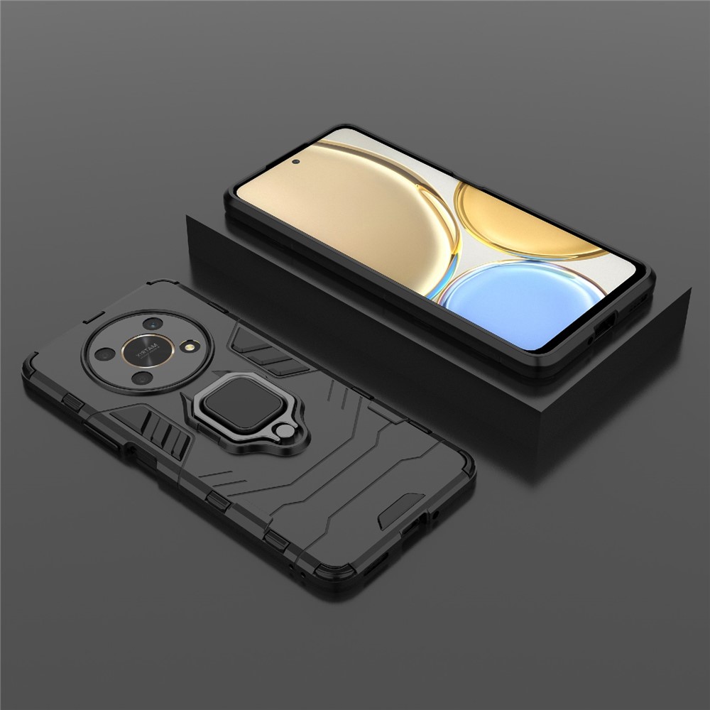 Multifunction Ring Kickstand Anti-Scratch Hard PC Soft TPU Shock-Absorbing Phone Case for Honor X30 - Black-9