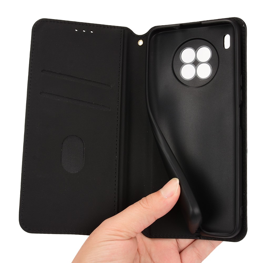 For Honor 50 Lite / Huawei nova 8i Power PU Leather Protective Cover Imprinted Pattern Cell Phone Case Inner Phone Case with Stand Wallet - Black-9