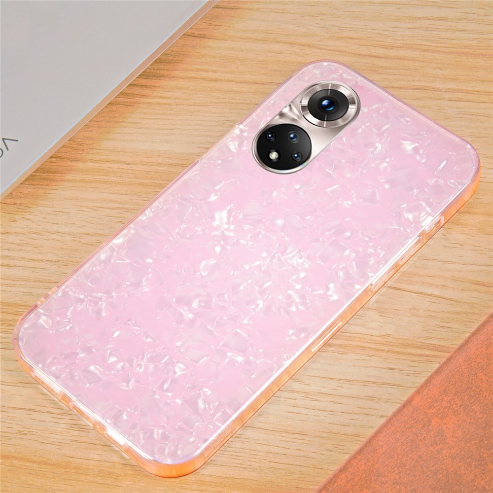 IPAKY Dual Layer Acrylic Backing + Soft TPU IMD Shockproof Protective Back Cover for Honor 50 Pro - Pink-3