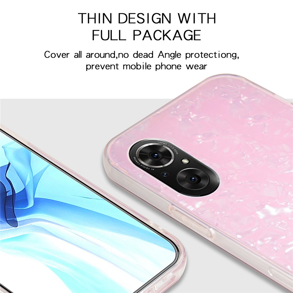 IPAKY Anti-Scratch Phone Case IMD Acrylic + Soft TPU Shockproof Phone Covering for Honor 50 SE - Pink-5