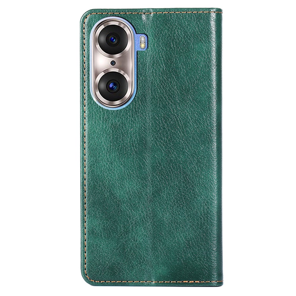 PU Leather Wallet Phone Case Stand Feature Magnetic Absorption TPU Inner Shell for Honor 60 Pro - Green-3