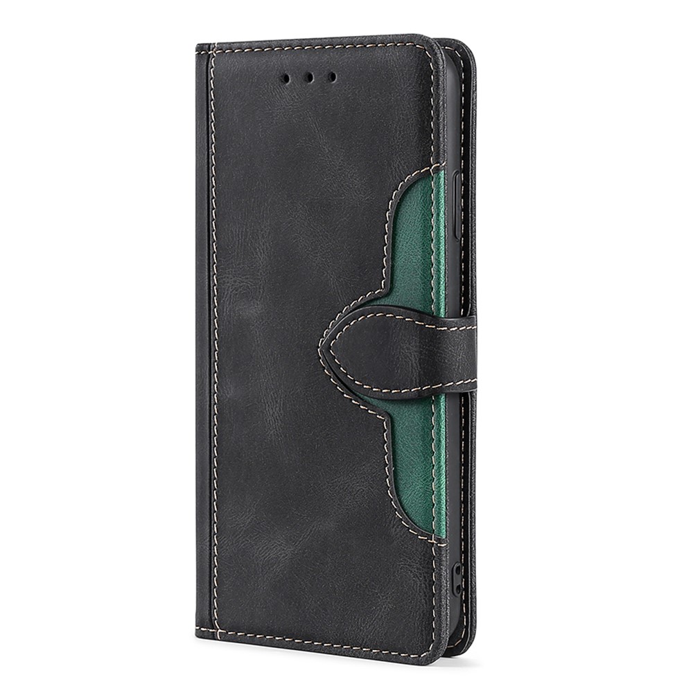 For Honor 60 Bi-color Splicing Style PU Leather + TPU Mobile Phone Cover Flip Wallet Stand Anti-fall Cell Phone Case - Black-3