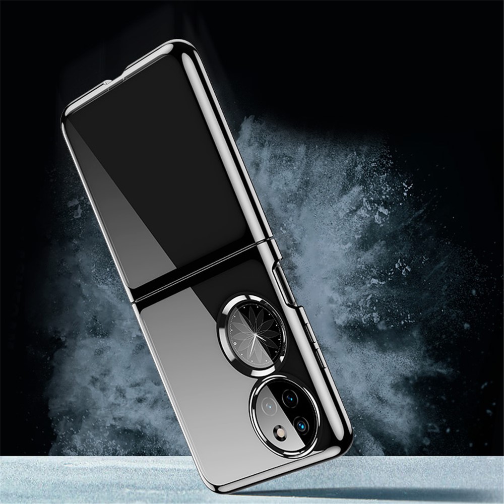 Ultra-Thin Electroplating Hard PC Shockproof Folding Protective Phone Case for Huawei P50 Pocket - Black-2