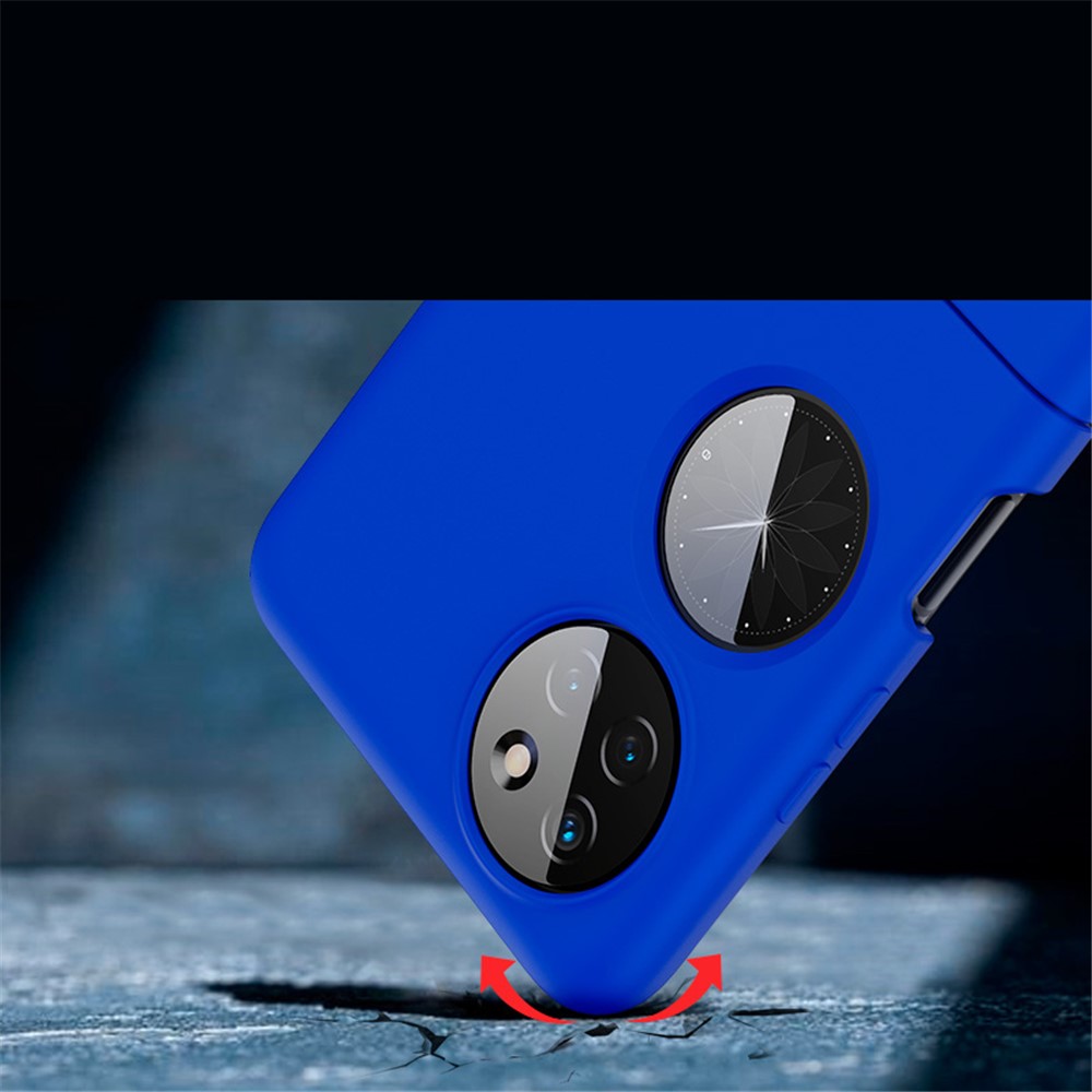 Rubberized Finish Hard PC Shock-Absorbing Scratch-Resistant Cover with Metal Ring Holder for Huawei P50 Pocket - Blue-4