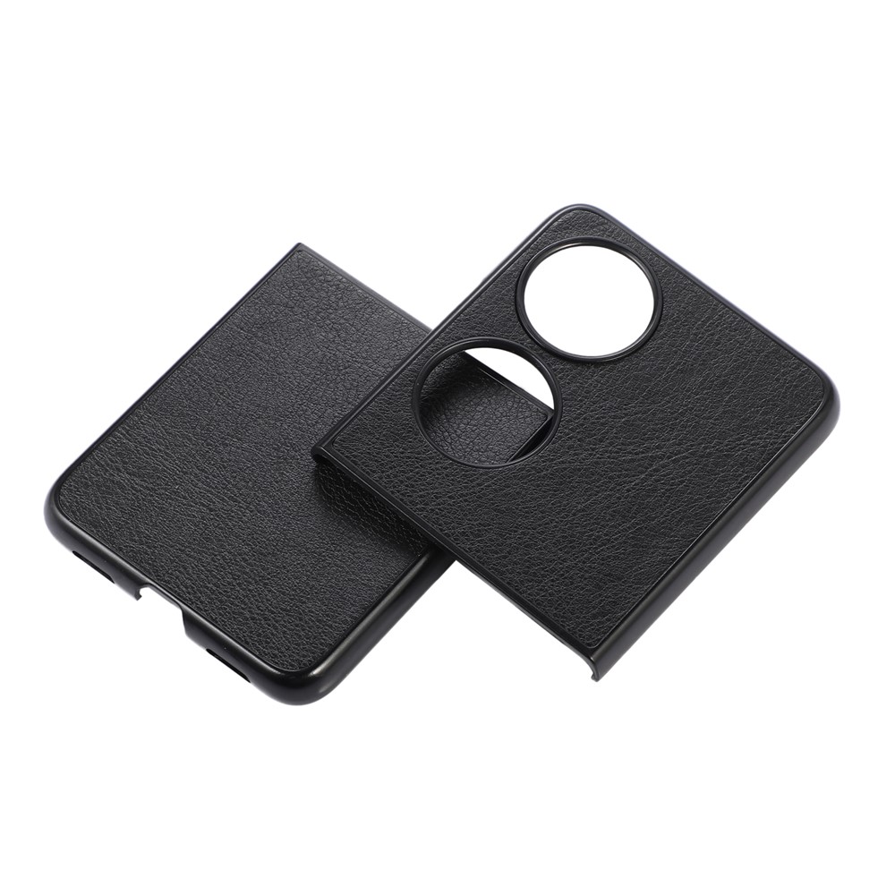 PU Leather Coated PC Phone Case Anti-scratch Litchi Texture Mobile Phone Cover for Huawei P50 Pocket - Black-2