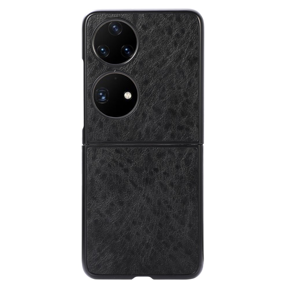 Anti-scratch Drop-proof Crazy Horse Texture Cell Phone Case PU Leather Coated PC Hybrid Phone Shell for Huawei P50 Pocket - Black-1