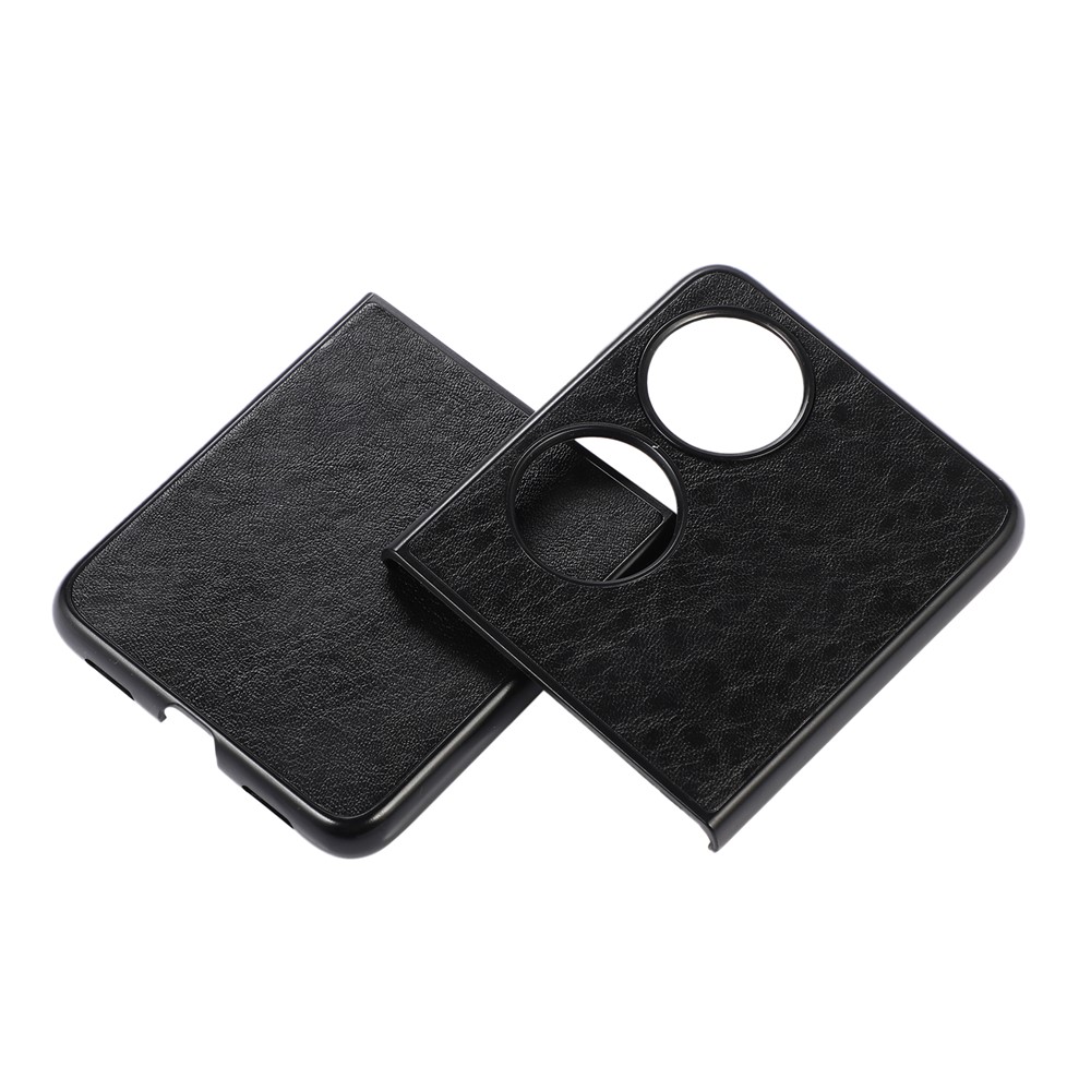 Anti-scratch Drop-proof Crazy Horse Texture Cell Phone Case PU Leather Coated PC Hybrid Phone Shell for Huawei P50 Pocket - Black-2