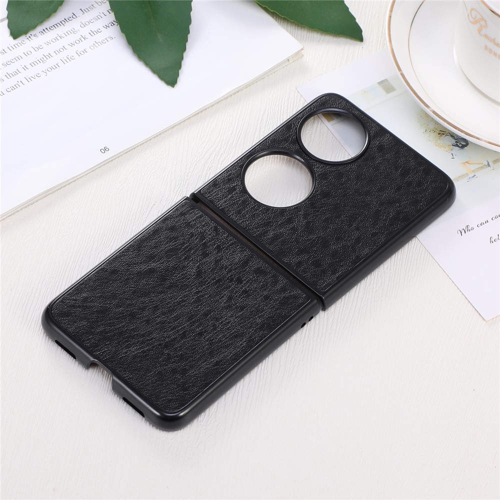 Anti-scratch Drop-proof Crazy Horse Texture Cell Phone Case PU Leather Coated PC Hybrid Phone Shell for Huawei P50 Pocket - Black-3