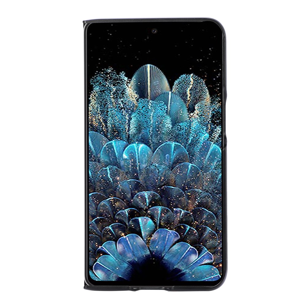 Anti-scratch Anti-drop Textured Genuine Cell Phone Cover Leather Coated Hard PC Case for Oppo Find N - Black-3