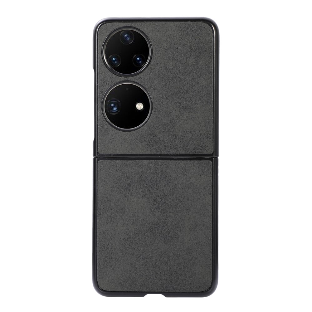 Slim PU Leather Coated PC + TPU Shockproof Phone Case Cover for Huawei P50 Pocket - Black-1