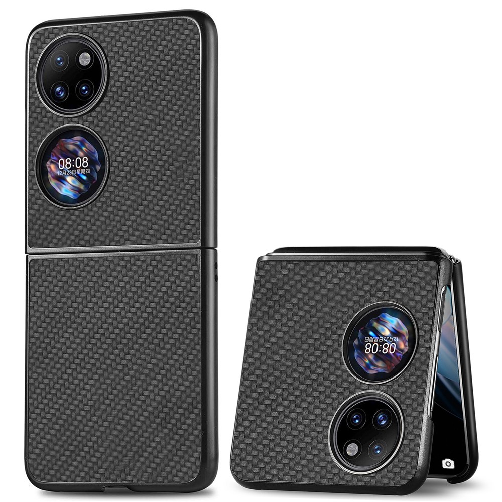 Woven Texture Scratch-resistant Hard PC Folding Phone Cover Protective Case for Huawei P50 Pocket - Black-1
