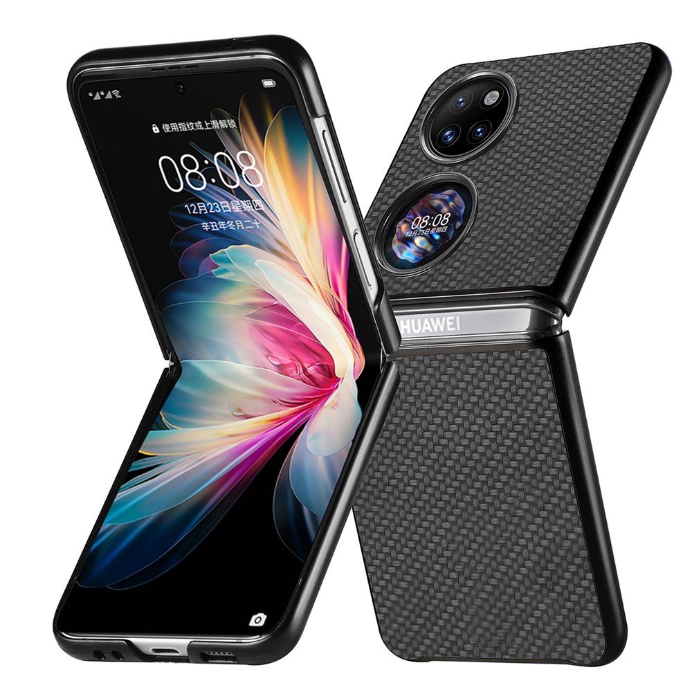 Woven Texture Scratch-resistant Hard PC Folding Phone Cover Protective Case for Huawei P50 Pocket - Black-10