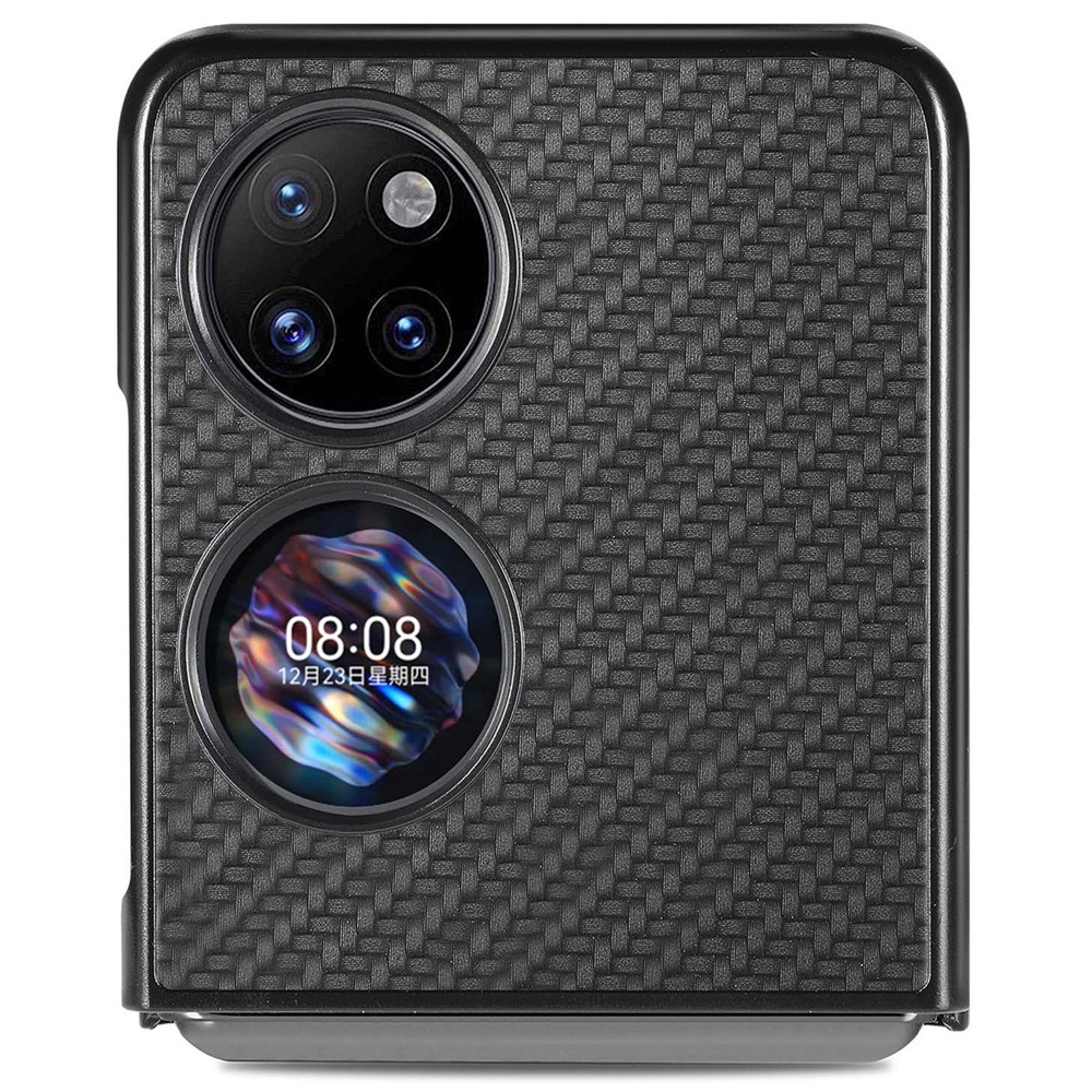 Woven Texture Scratch-resistant Hard PC Folding Phone Cover Protective Case for Huawei P50 Pocket - Black-2