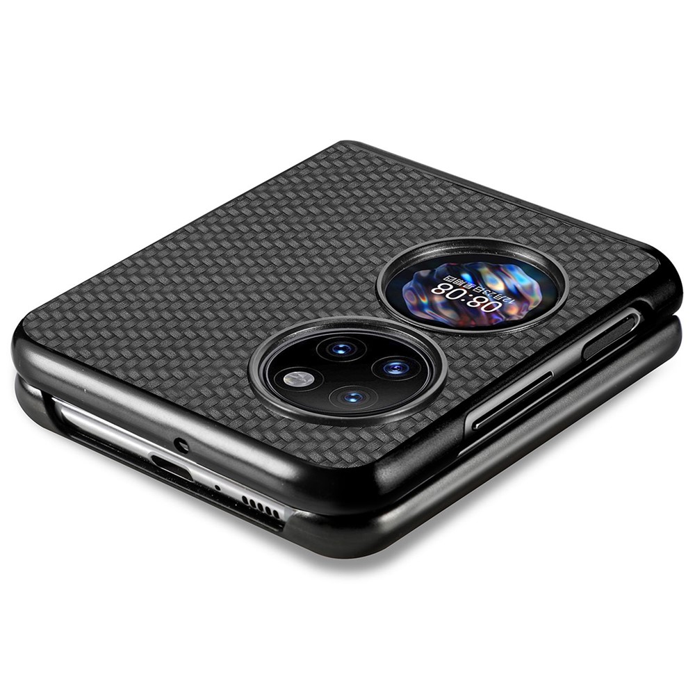 Woven Texture Scratch-resistant Hard PC Folding Phone Cover Protective Case for Huawei P50 Pocket - Black-6
